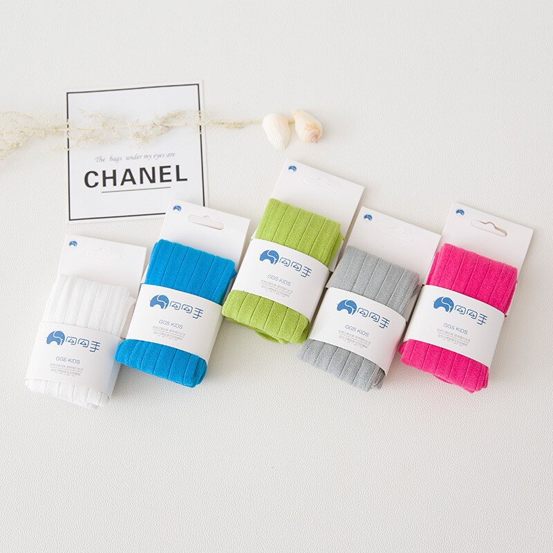 Collants à rayures larges en coton pour filles, en tricot pour enfants, serré, couleur Pure, hiver