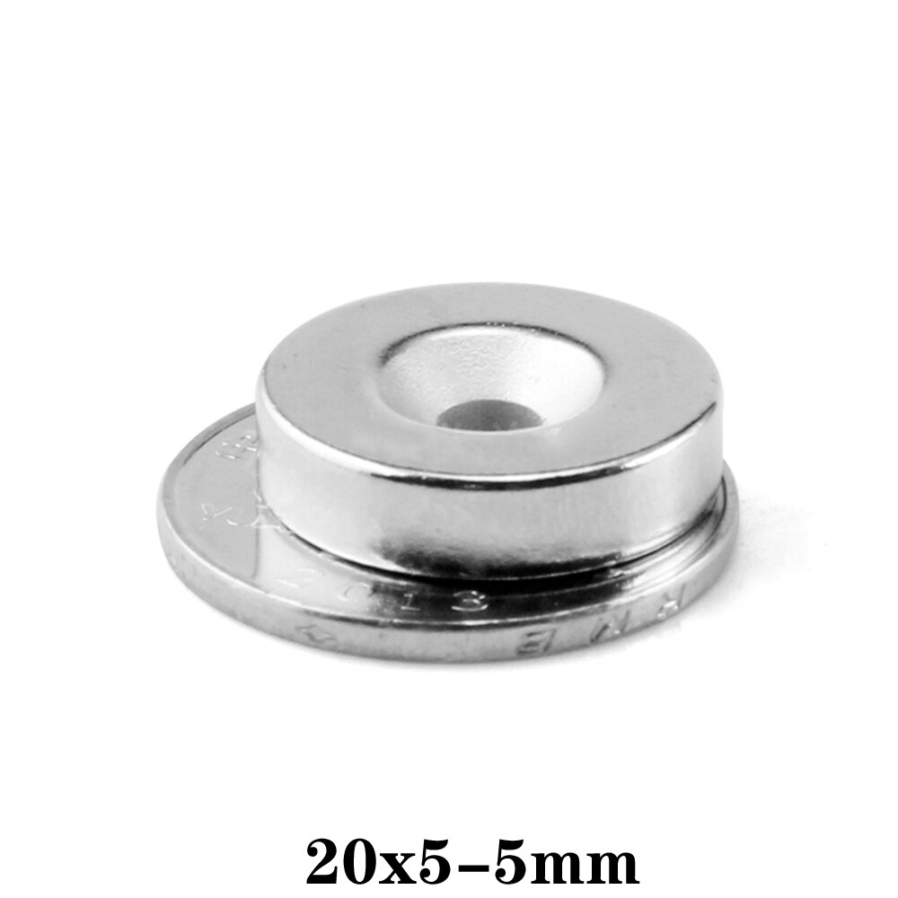 2 ~ 50 Stuks 20x5-5 Kleine Super Krachtige Magneet 20*5 Mm Gat 5 Mm Ronde Verzonken Magnetische 20x5-5mm neodymium Disc Magneten 20*5-5