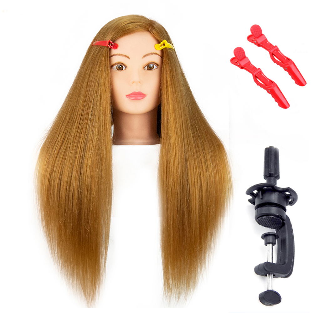 85%Real Hair Doll Head For Hairstyle Training Head Kit Mannequin Head Styling To Practice Curl Iron Straighten: black