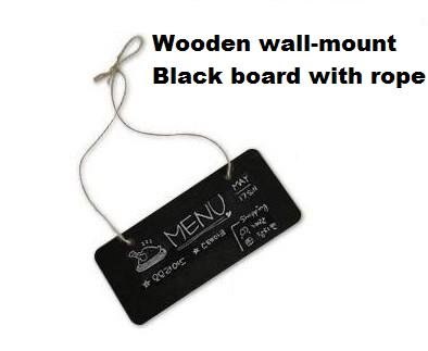 10 Stks/partij Kleine Houten Wand-Mount Zwarte Bord Met Touw Hout Blackboard Memo Message Board Houten Doorplate