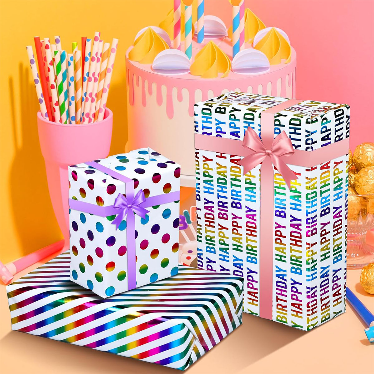 1Roll 20 inch 49 Feet Wrapping Paper Waterproof and not Easily Wet Easy to Clean,Dot Striped Letter Pattern Wraps for DIY