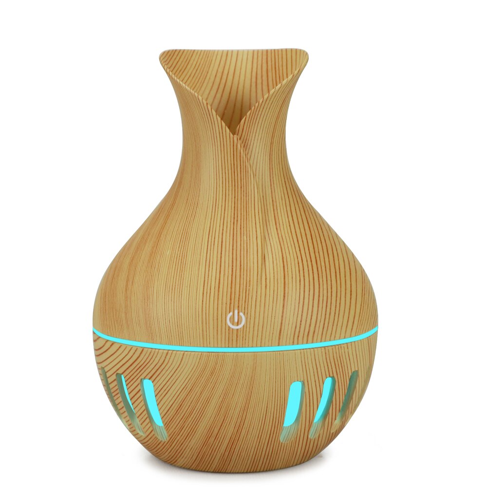 Vase Humidifier USB Home Bedroom Desktop Mute Wood Grain Aromatherapy Machine Car Explosion Humidifier Energy Saving Purifier: Light wood grain