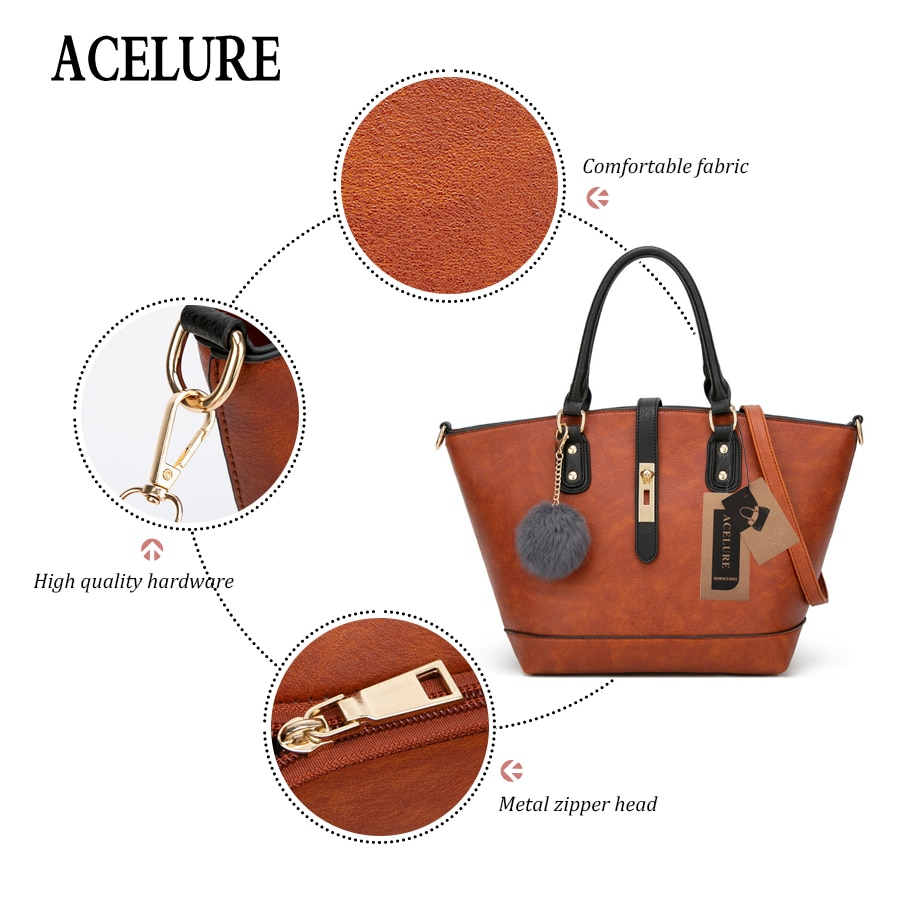 ACELURE Women Handbag Female PU Leather Bags Ladies Hobos Bag Handbags Ladies Portable Shoulder Bag Office Female Totes