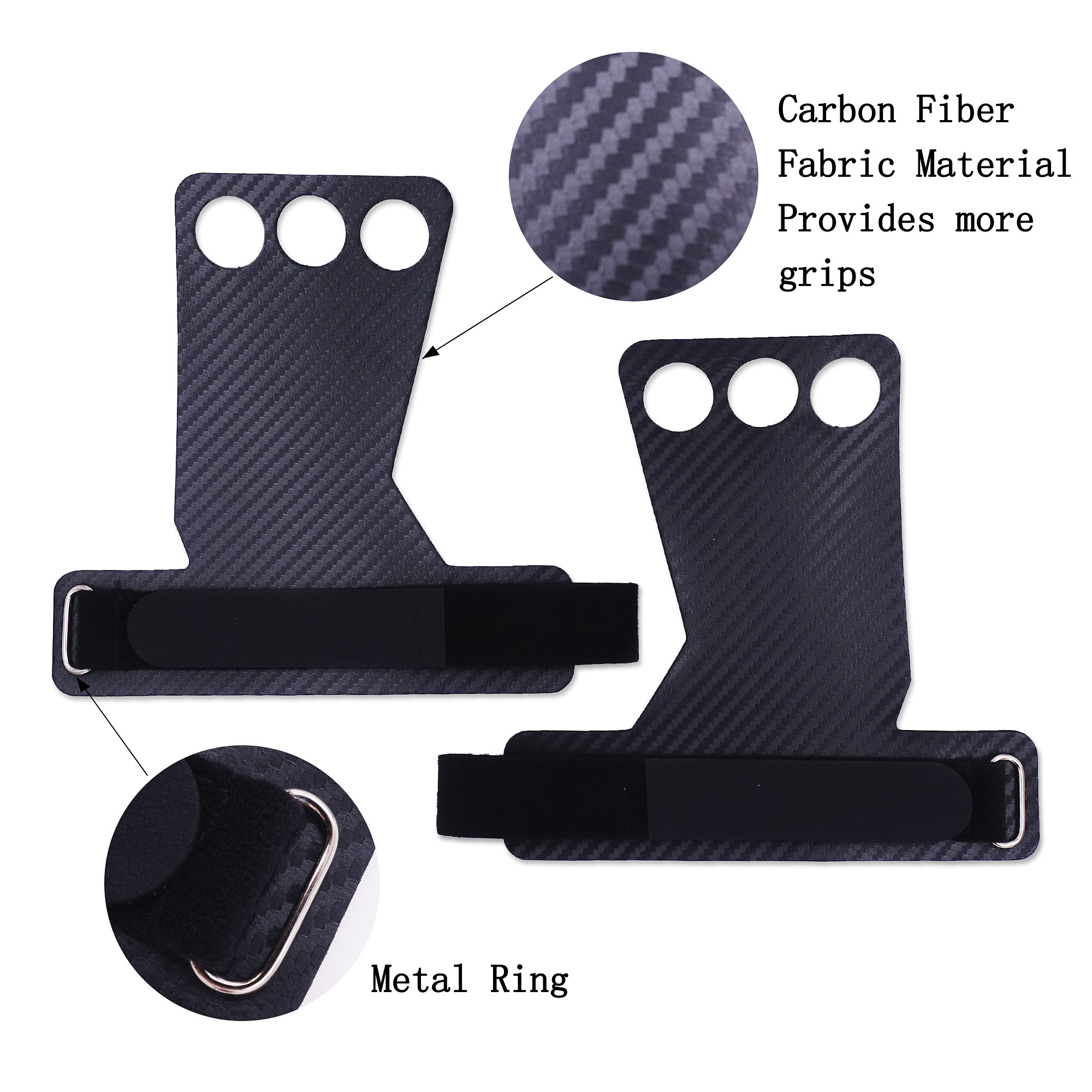3-- huls kulfiber håndgreb med tape gym handsker fuld håndflade beskyttelse til vægtløftning crossfit pull ups kettlebells ringe