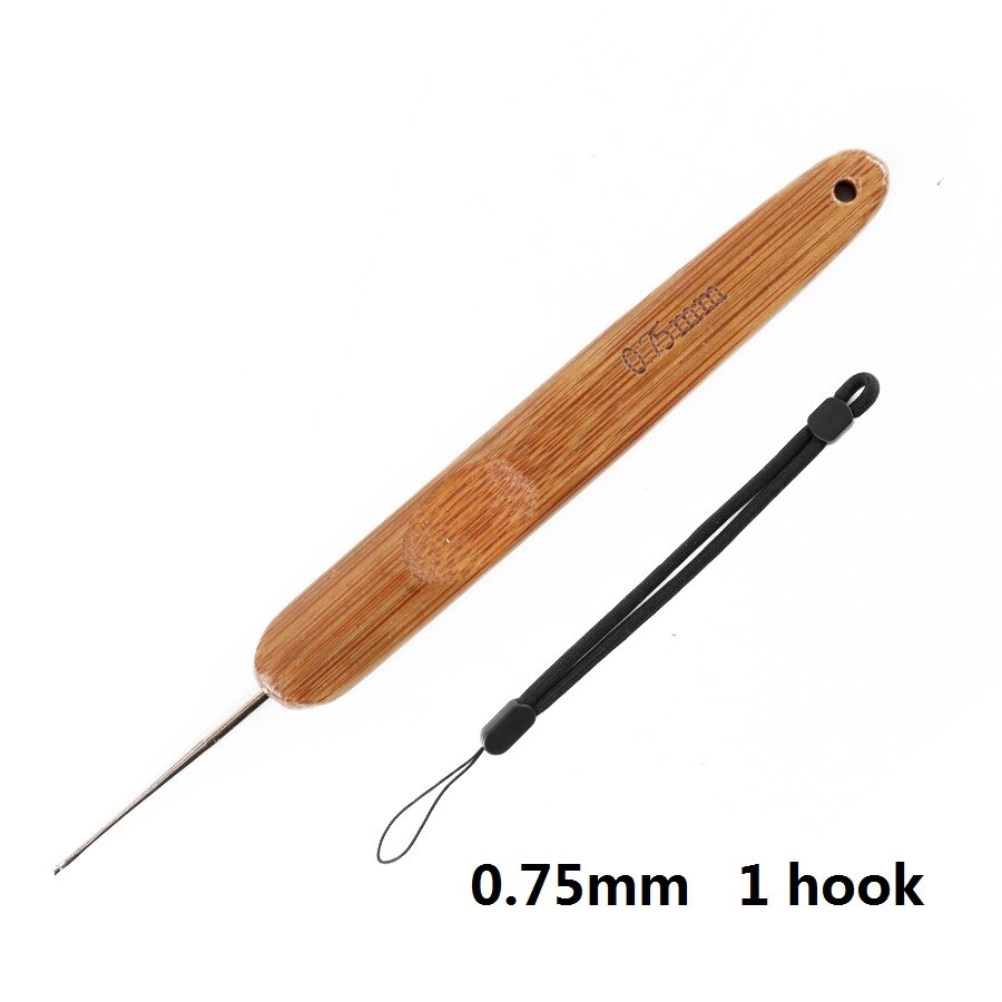 0.75Mm Crochet Hooks Dreadlock Hair Braids Needle Single Double Hook Crochet Tools Bamboo Handle Crochet Needles For Braid Craft: daisheng0.75mm1hook