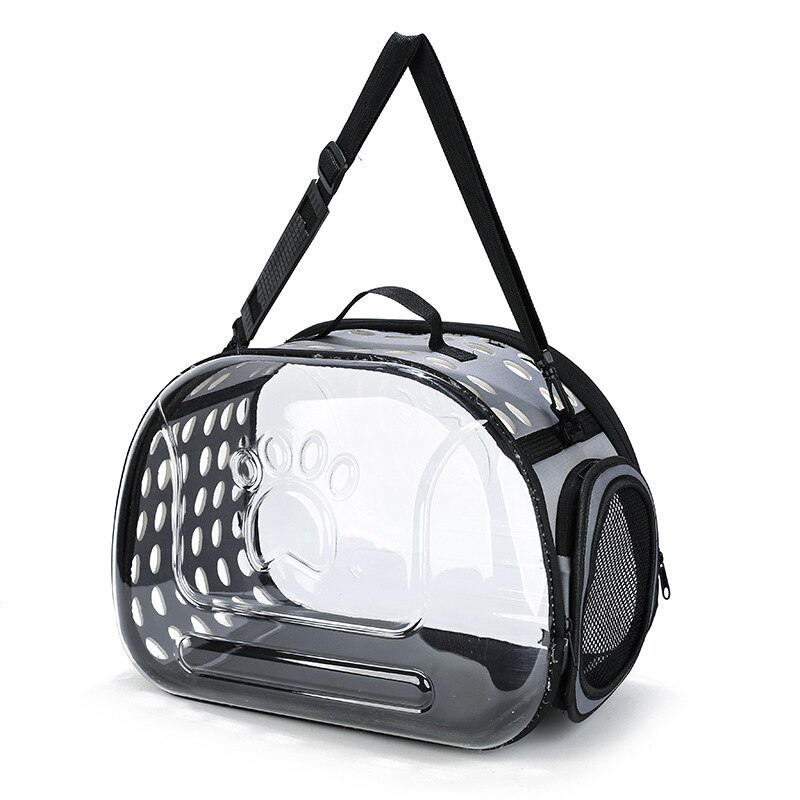 Large Space Foldable Pet Bag Portable Comfortable Breathable Pet Cat Transparent Portable EVA Polymer Foam PU Leather Material: gray / large