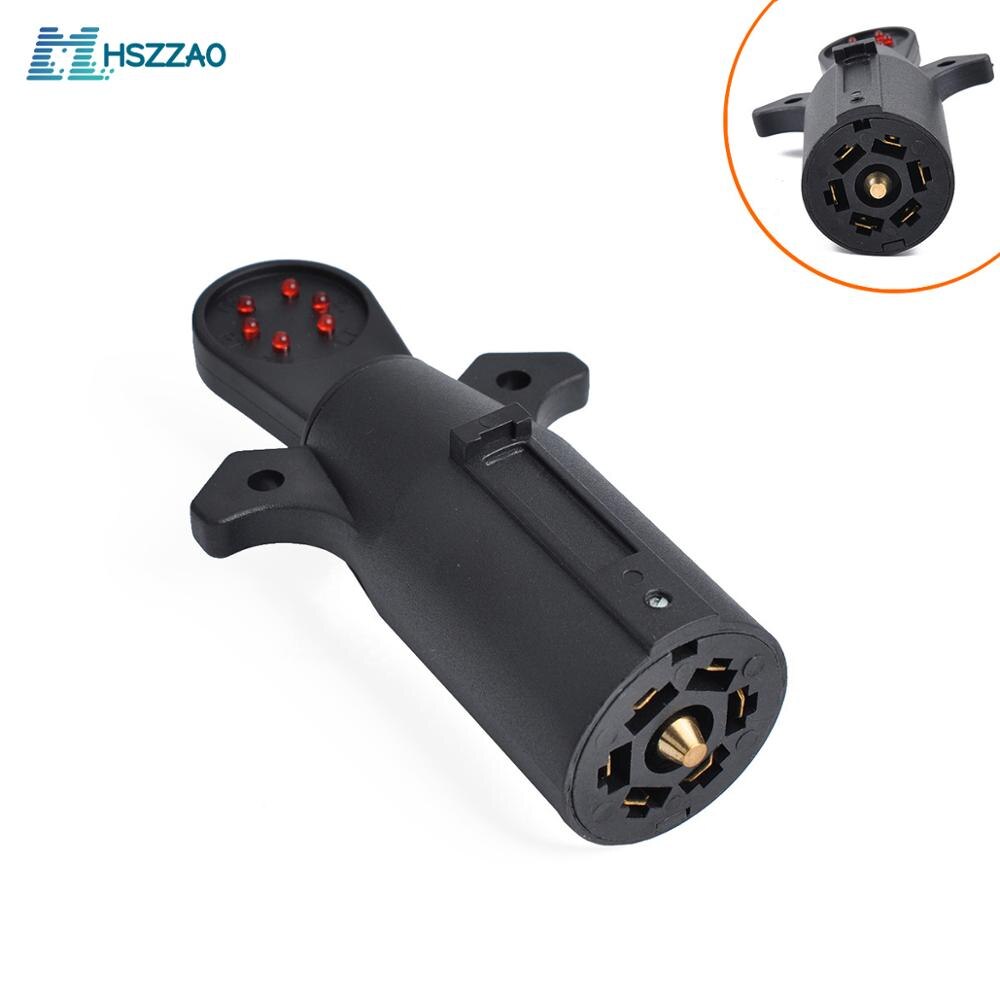 12V 7-Way Blade Trailer Light Wiring Circuit Tester Round Adapter Pin Plug RV