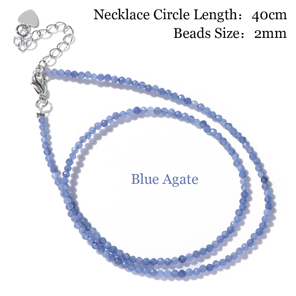 Mini Steen Kralen Ketting 2mm Facet Natuurlijke Agat Quartz Kettingen Vrouwelijke Mode Party Choker voor Vrouwen Meisjes Sieraden