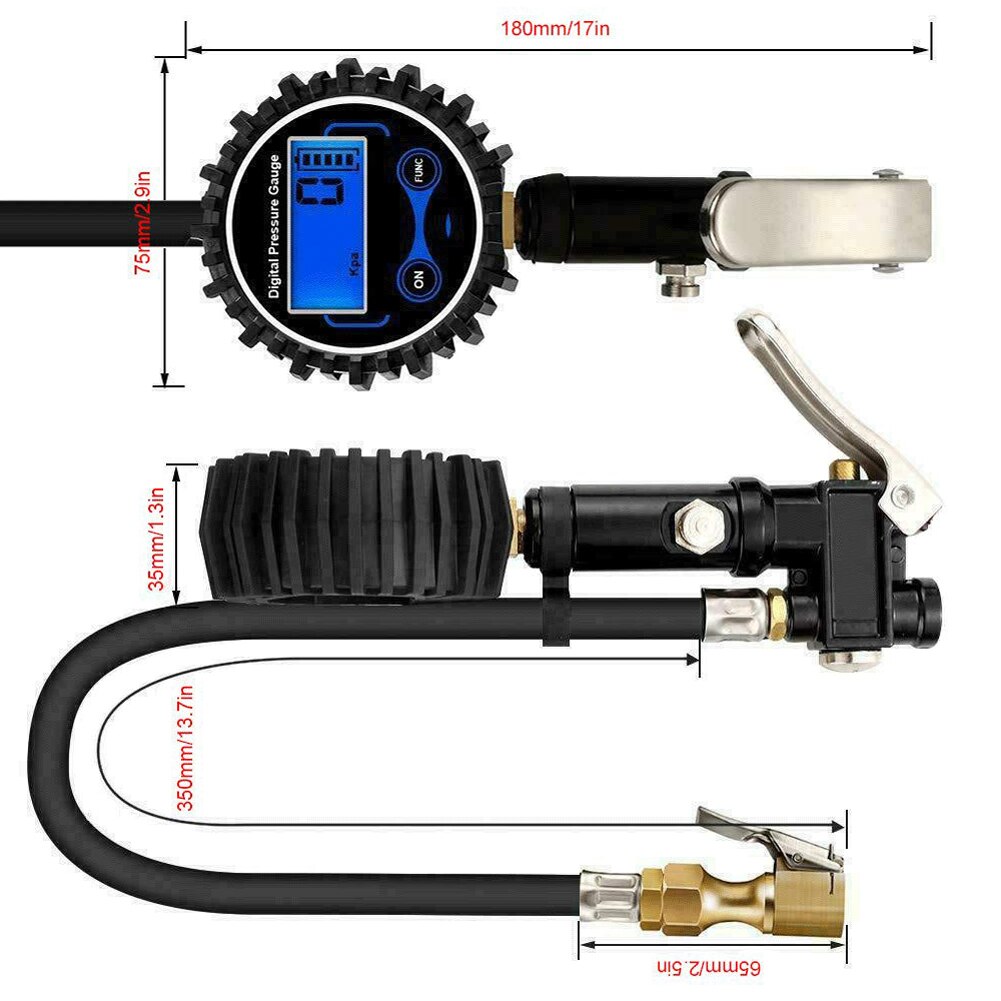 Digital Car Tire Air Pressure Inflator Air Compressor Pump Digital Tire Inflator Quick Connect Plug for Car Truck Motorcycle