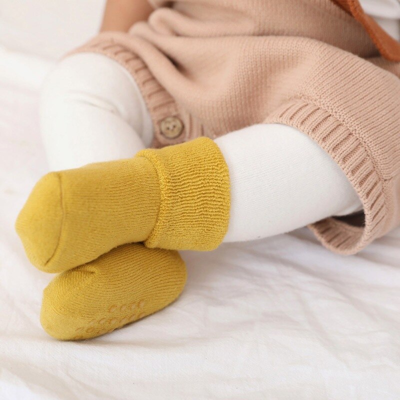 Vinter baby sokker med gummi prik drenge pige sokker spædbarn bomuld baby benvarmere børn gulv sokker skridsikre baby step sokker
