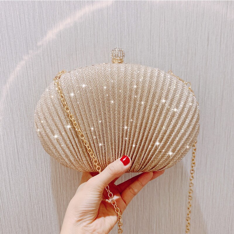 Oval Shape Clutch Bag Luxury Women Handbags Wedding Banquet Party Chain Shoulder Bag Female Purse Bolsa Mujer ZD1291