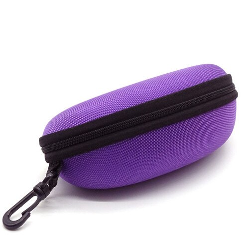 Gafas de sol con cremallera resistente a la presión, Estuche portátil duro, caja de anteojos, funda, bolsa, accesorios de viaje, bolsas de almacenamiento: Morado