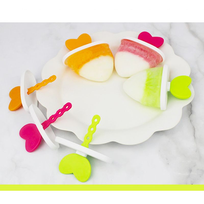 Homemade DIY Ice Cream Mold 6 Cell Heart Frozen Popsicle Lolly Maker Summer Tool X4YD