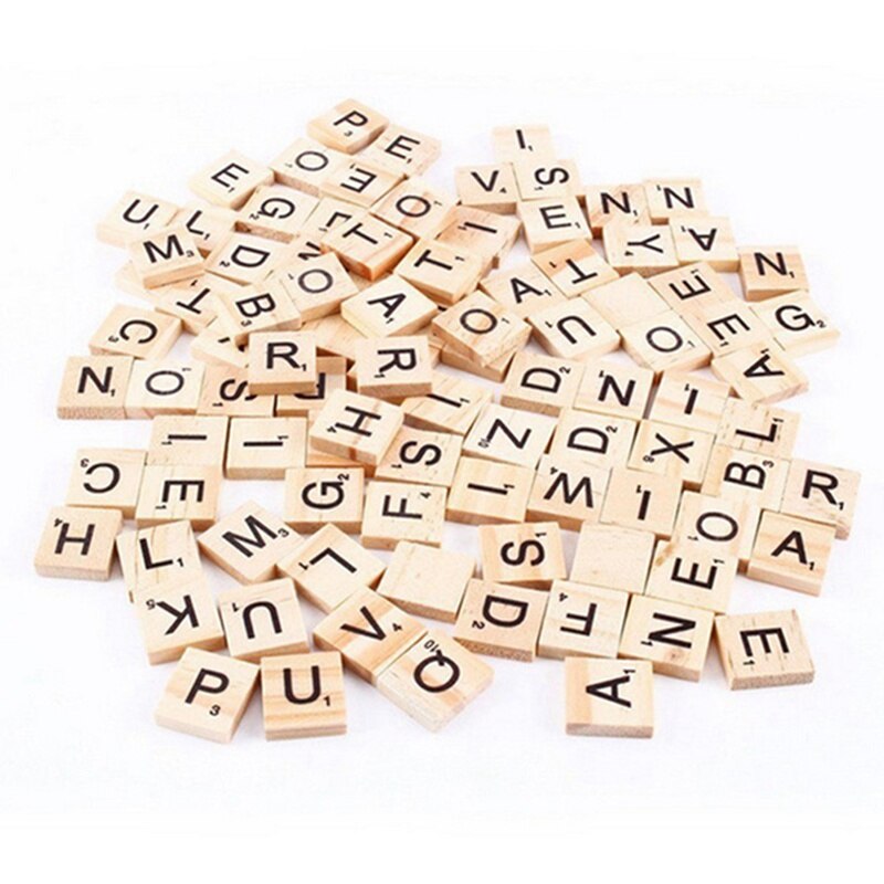 100pcs/Lot A-Z English Letters Set Word Scrapbooking Number Alphabet Tile Wooden Letter Block DIY Crafting Toys: Default Title