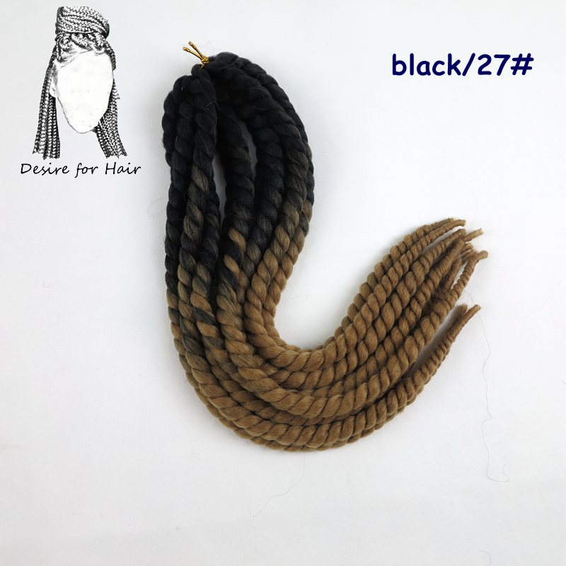 Désir de cheveux 1 paquet 120 grammes 12 brins synthétique havane torsion cheveux ombre deux tons 3 tons couleur crochet tresses extensions de cheveux: T1B / 27