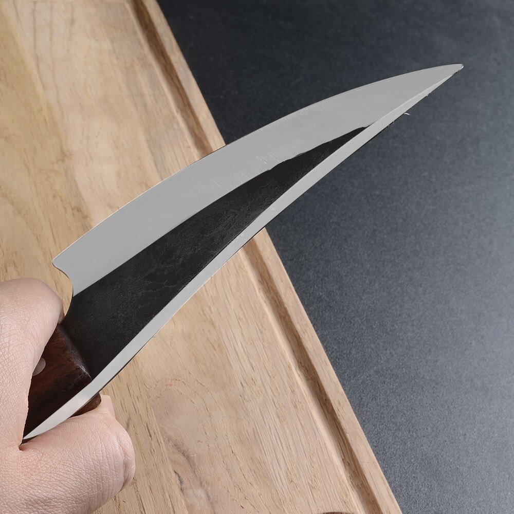Qing 5.5 inch Boning Camping Serbian Knife Full Tang Cleaver Butcher Handmade Forged Steel Knife Slice Chef Knives With Leather