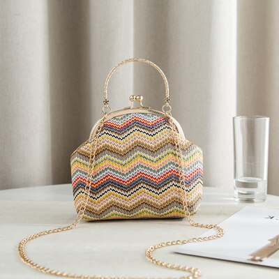 YBYT nacional paja bandolera para mujeres bolsos de lujo Bolsos De Mujer patchwork mujer cadena bolso de hombro: Amarillo