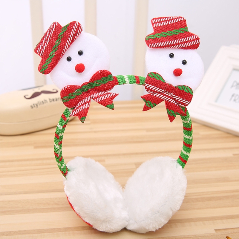Winter Faux Fur Santa Earmuffs Christmas Earmuffs Cute Knit Fuzzy Ear Muffs for Women Girls Ear Warmers For Kids