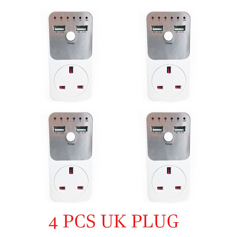 1-4pcs Dual USB Port Electronic Digital Timer Switch Smart Home Smart Life EU UK Plug Timer Outlet Programmable Timing Socket: 4 PCS UK Plug