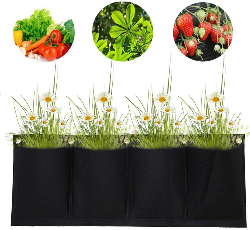 Hængende planteposer lodret væg planter plantning vokseposer hjem have gårdhaver lejligheder altaner terrasser opbevaringsposer indretning: Sort b