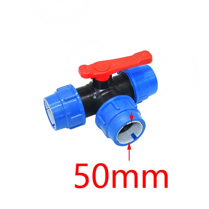Separador de agua en T tipo DN25 DN32 DN40 DN50, grifo de jardín de 32mm, 40mm, 50mm, 63mm, tubo de pvc pe, conector de tubería de agua de 3 vías, 1 Uds.: 50MM