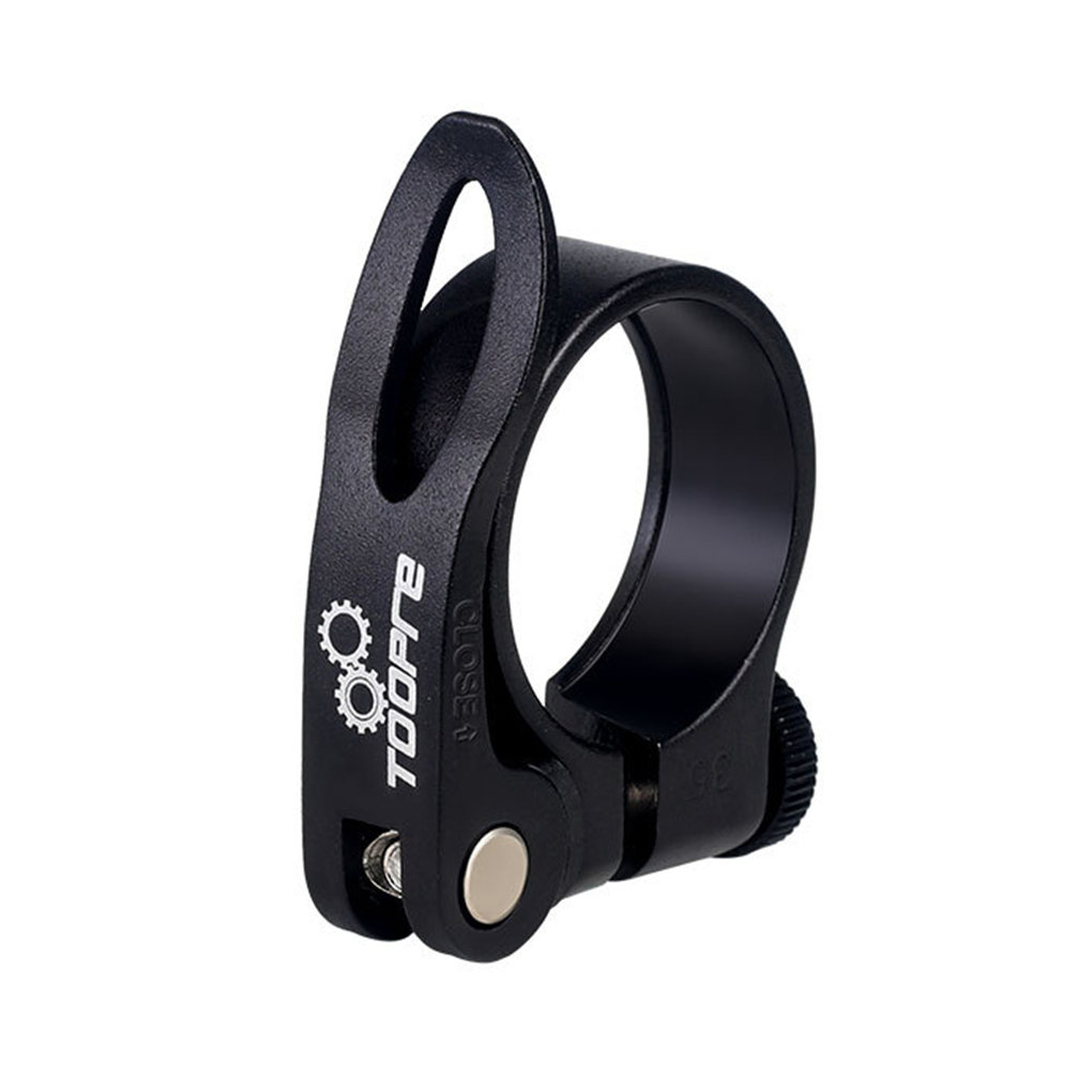 Bike Seat Post Clamp Aluminum Alloy Bicycle Quick Release Seatpost Tube Clip Universal Saddle Fixing Clamp Ring Bicycle Part: 34.9mm black
