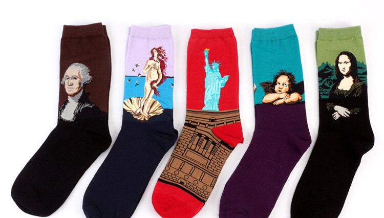 Autumn winter Retro Women Art Van Gogh Mural World Famous Oil Painting Series Female Socks Funny Socks