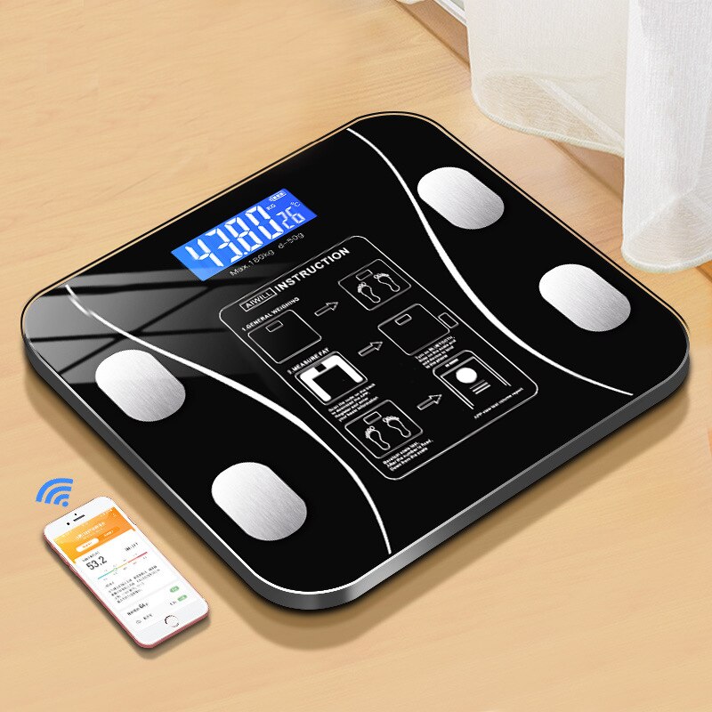 Kroppsfett skala smart trådlöst digitalt badrum vikt skala kroppssammansättning analysator med smartphone app bluetooth: Default Title