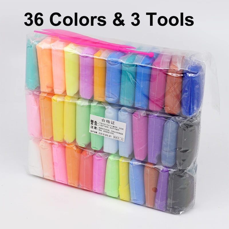36 Colors Polymer Light Clay Children Fluffy Soft Plasticine Toy Modelling Clay Playdough Slimes Toys DIY Clay Kid
