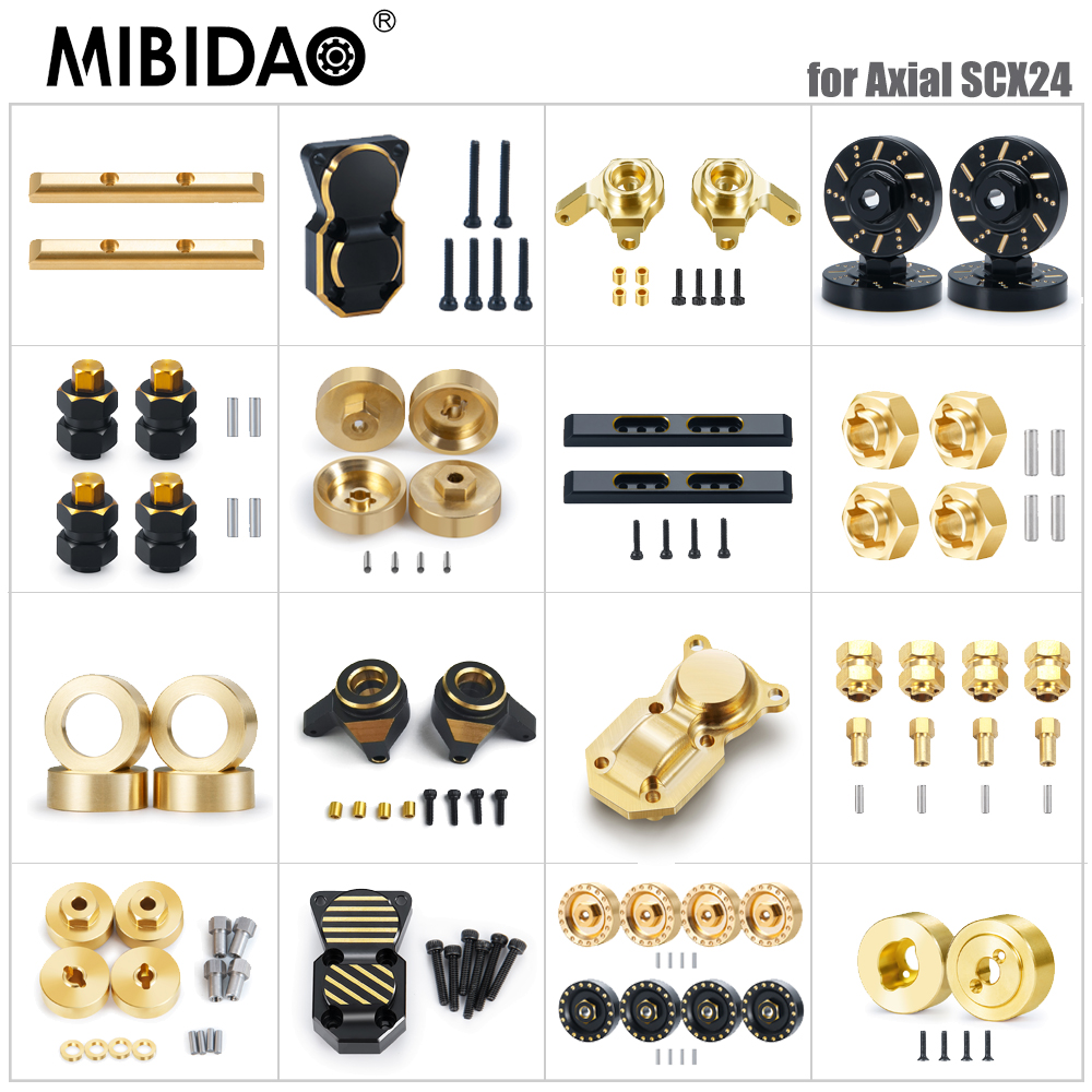 MIBIDAO-cubierta diferencial de latón, nudillo de dirección, adaptador hexagonal, acoplador de peso para Axial SCX24 1/24 RC, piezas de mejora de coche, accesorios
