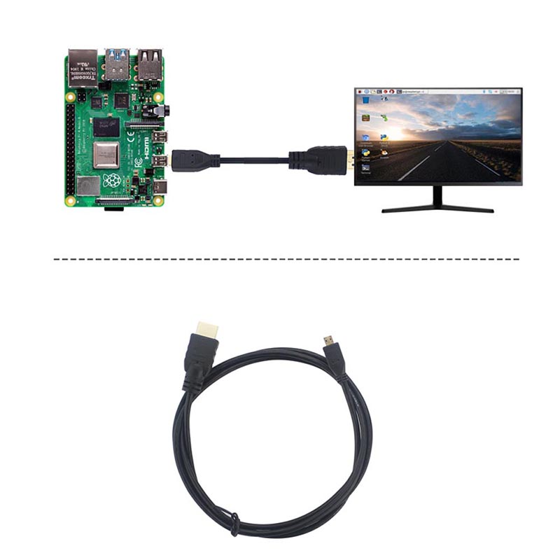 Raspberry Pi 4B Micro HDMI-compatible to HDMI-compatible Video Cable Support 4K Adapter Cord for Tablet HDTV Android