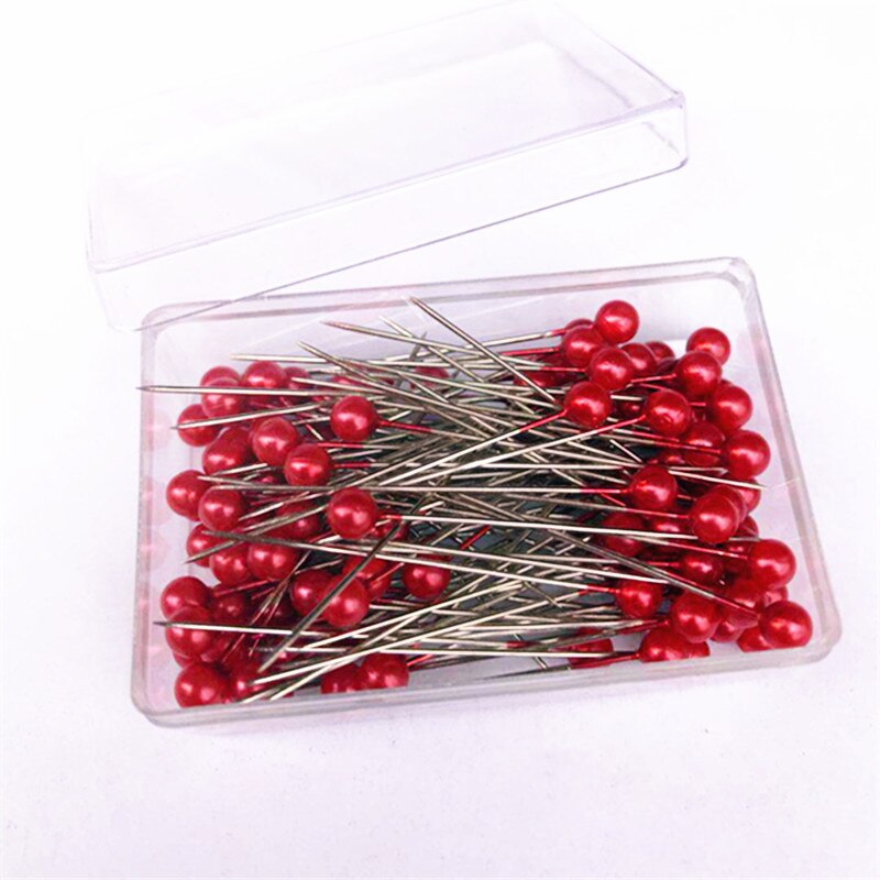 100Pcs/Box 40mm Colorful Round Pearl Head Needles Stitch Straight Push Sewing Pins For Dressmaking DIY Sewing Tools Positioning: 07