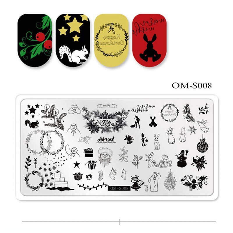 1Pcs Halloween Nail Stamping Plates Pumpkin SPider Pattern Plate Christmas Snowflake Santa Nail Art Image Stamp Templates OMS112: 8