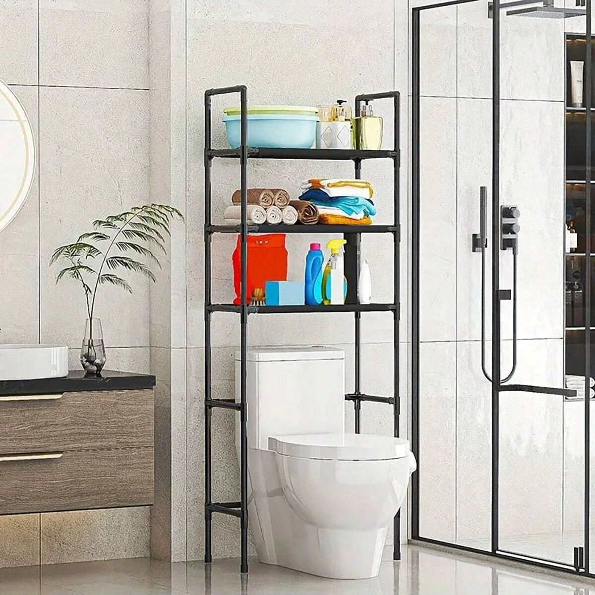 Badkameropbergrek Ruimtebesparende standaardhouder Multifunctionele vloertype Toiletopbergrekken Meerlaagse wasmachineplank