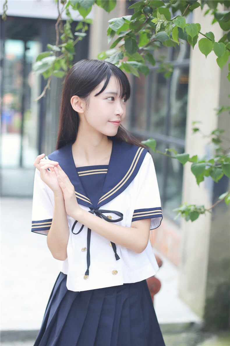 Girls Japanese Sailor Uniform Students JK Uniform College Navy Sailer Clothes Student Graduation Performance Costumes D-0188