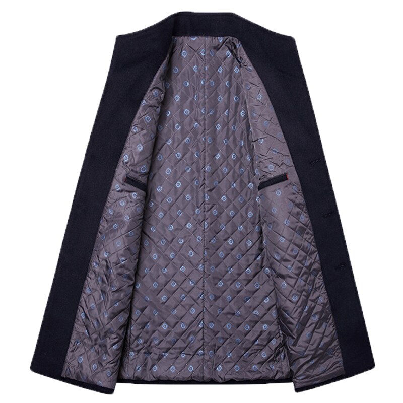 Chaqueta de lana de para hombre, ropa de lujosa, abrigos de mezcla de lana para otoño e invierno, Color sólido,