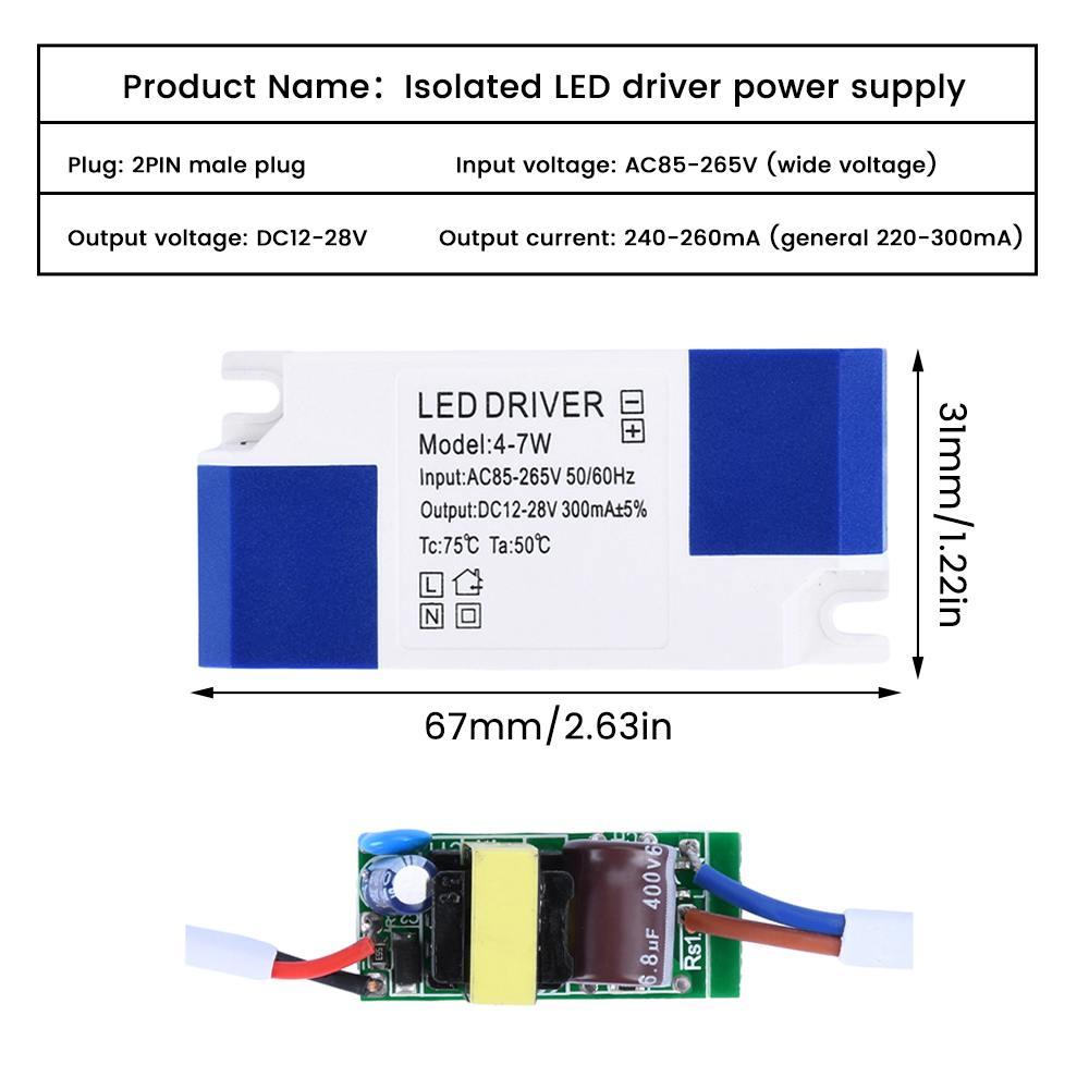 Ac85-265V 240-260ma Isolated Led Driver Power Supply Transformer Constant Current Power Supply Adaptor for Light Strip