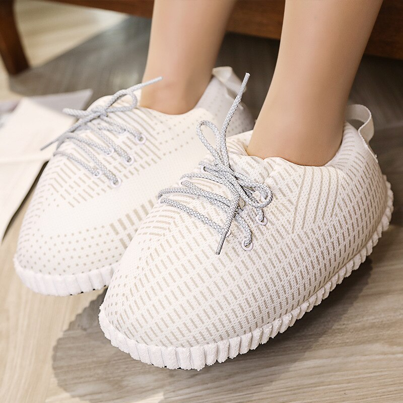 Vinter glödande hem tofflor kvinnor hus tofflor kvinnor inomhus varma reflekterande skor kvinna bankett flash sneakers: Vit / 10.5
