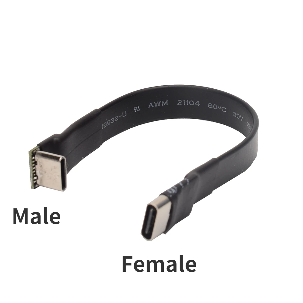 ADT 3A USB 2,0 tipo C Cable plano de cinta 90 USB 2,0 tipo C en ángulo Cable de datos de carga macho a hembra extensor USB FPC para PC TV