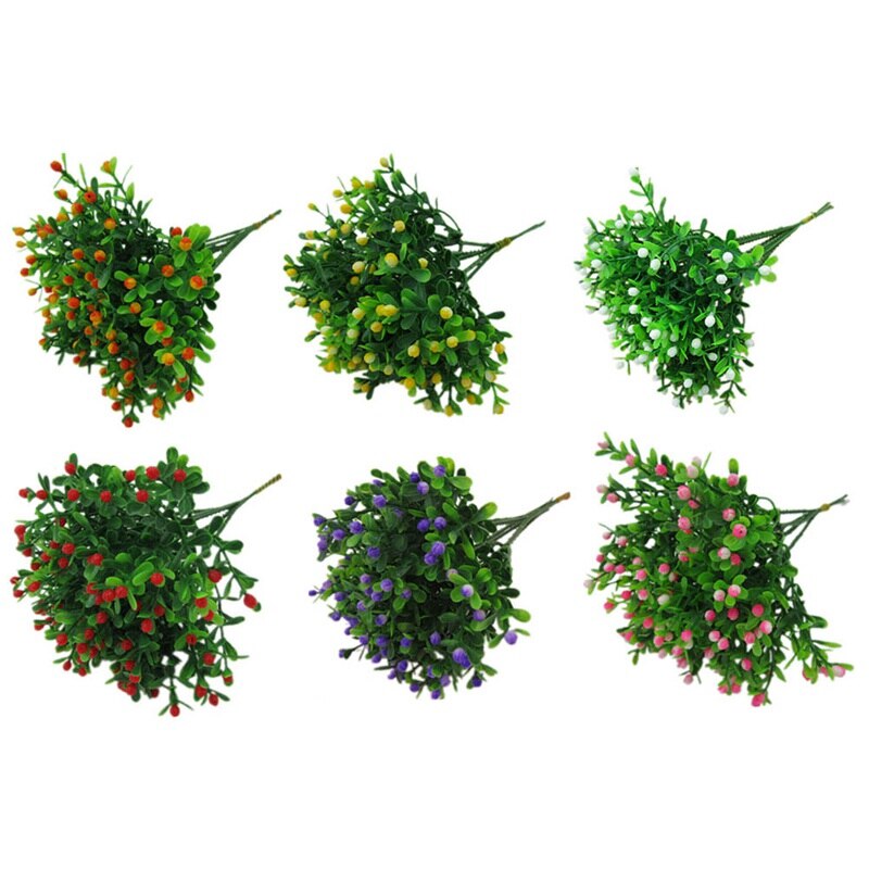 Green Artificial Flower Simulation Milan Small Bouquet Plastic Plant Flowers For Wedding Home Office Party Decoration Art