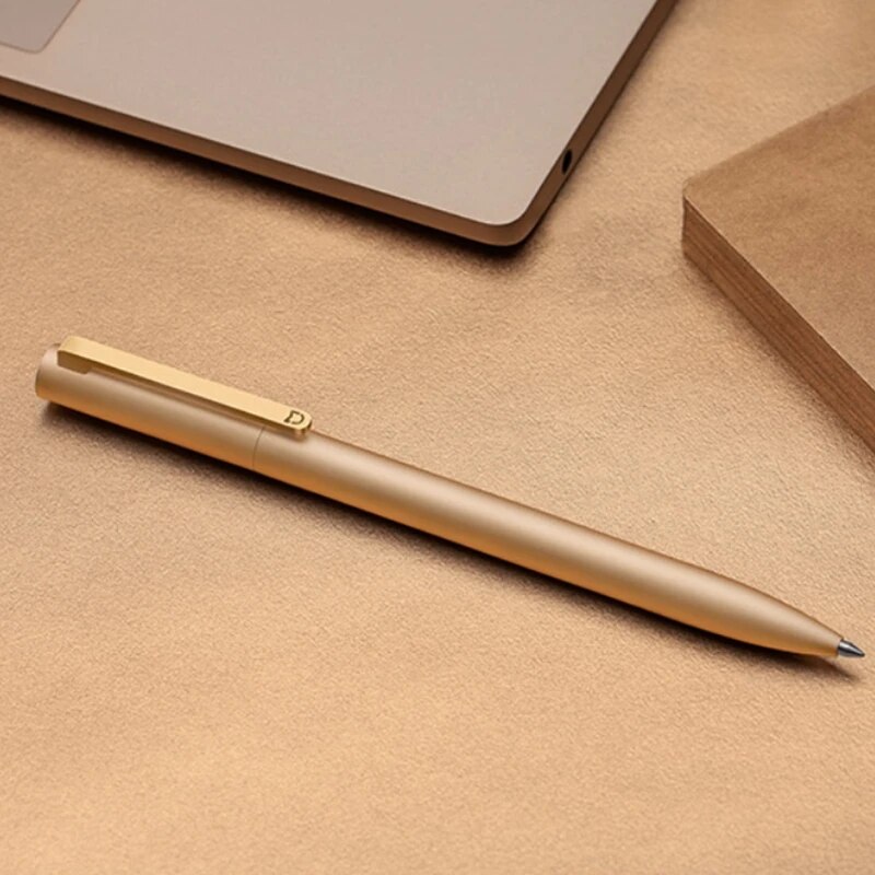 Original Xiaomi Mijia Mental Sign Pen 0.5mm Writing Point Signing Mi Aluminum Alloy Pen Gold Smooth Switzerland Refill Black Ink