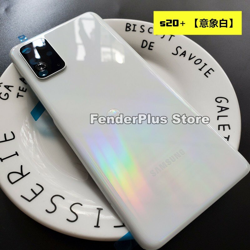 Galaxy S20/S20 Plus/S20 Ultra Batterij Back Cover Deur Achter Glas Behuizing Case Camera Lens Frame Voor samsung S20 + S20 Glas Cover: S20 Plus White