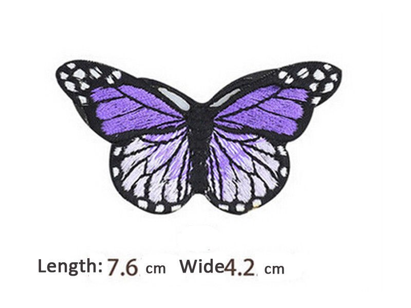 DIY bordado de ropa nueva rosa roja grande/pequeña flor apliques hierro en coser parche ropa peonía DIY punto de cruz: purple butterfly