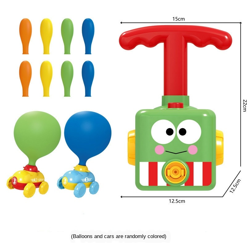 Scientific Experiments Educational Balloon Powered Launch Car Toy for Kids Physical Power Test Balloon Powered Toy Car: Frog basic style