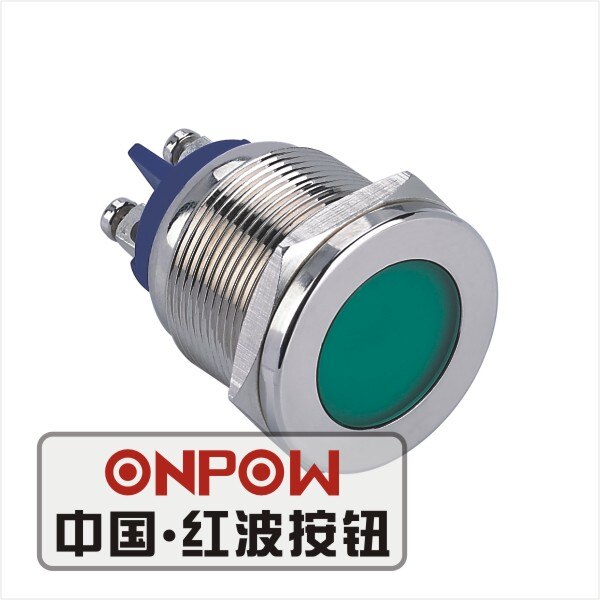 ONPOW 22mm Metalen LED Waterdichte Signaal lamp, vernikkeld messing lampje, lampje (GQ22T-D/L/G/6 V/N) CE, RoHS