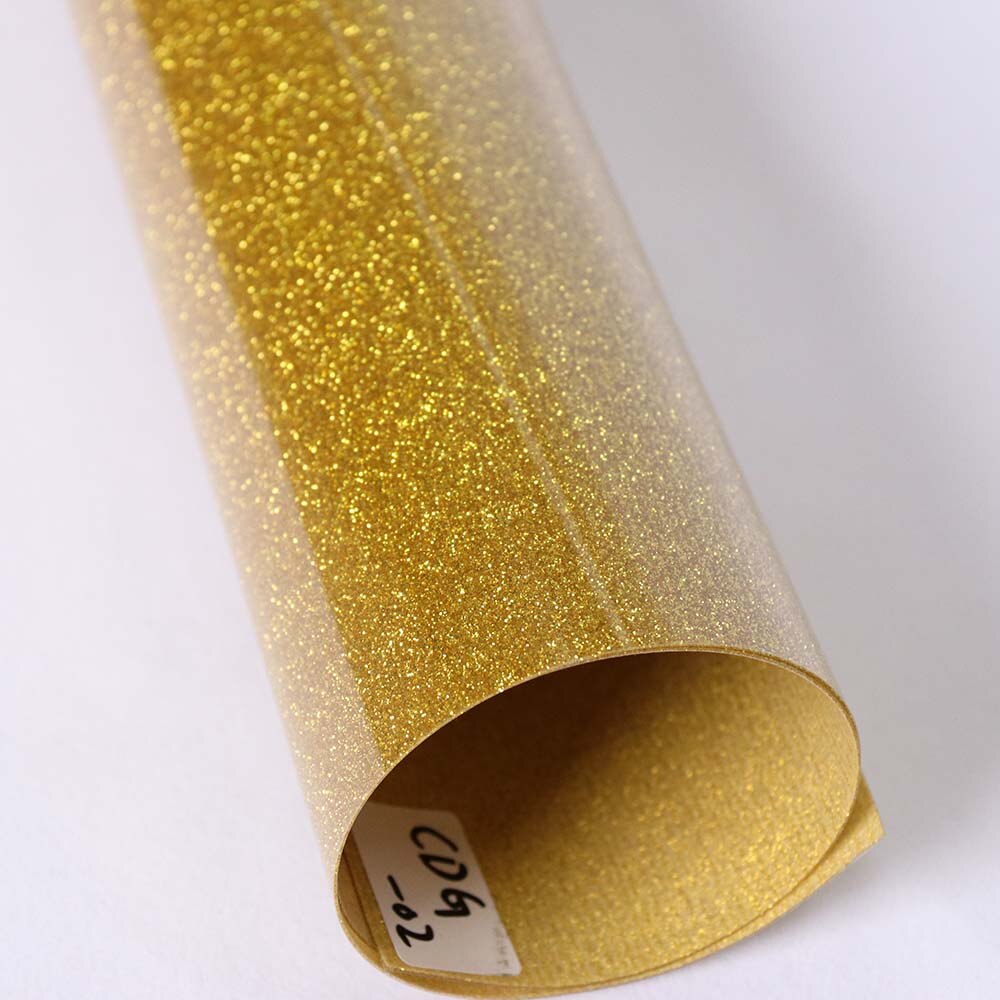 A4 Sample 21cm x 30cm Glitter Warmteoverdracht Vinyl Film voor Kledingstuk ijzer op Textiel Grafische Warmte Pers vinyl Kleur voor kiezen: gold