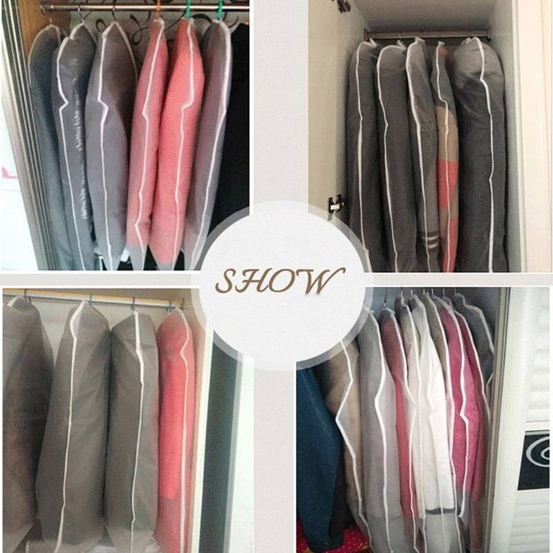 Transparent dust cover clothes storage bag closet wardrobe hanging organizer Suit Bag Moth Proof Garment Bags Home organizer