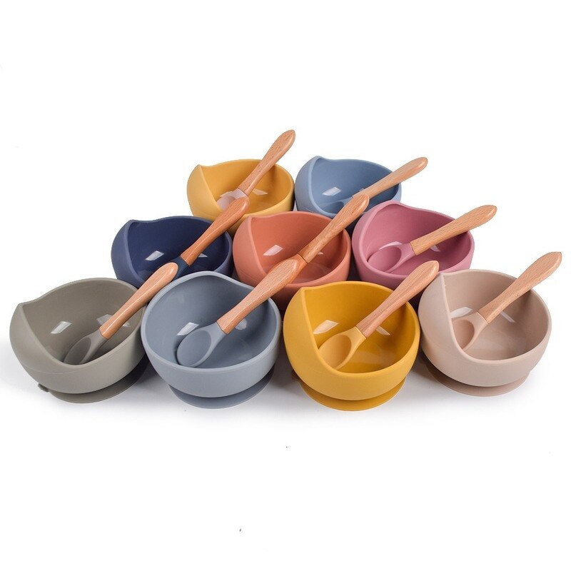 Baby Zachte Siliconen Lepel Snoep Kleur Veiligheid Baby Leren Houten Lepel Antislip Lepel Kinderen Kids Jongen Meisje Voedsel voeden Gereedschap
