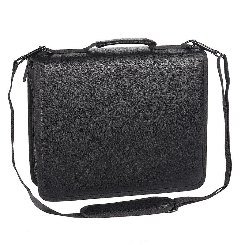5 cores de couro do plutônio escola lápis caso 180 buraco grande pencilcase para lápis coloridos espiral portátil caneta caixa papelaria bolsa presente: Preto