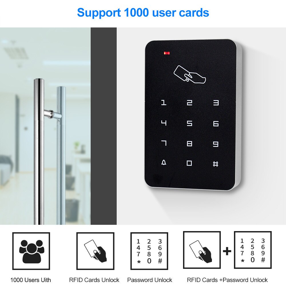 OBO Access Control Keypad RFID Keyboard Waterproof Outdoor Cover 125KHz Standalone Access Controller System Reader 10pcs Keyfobs